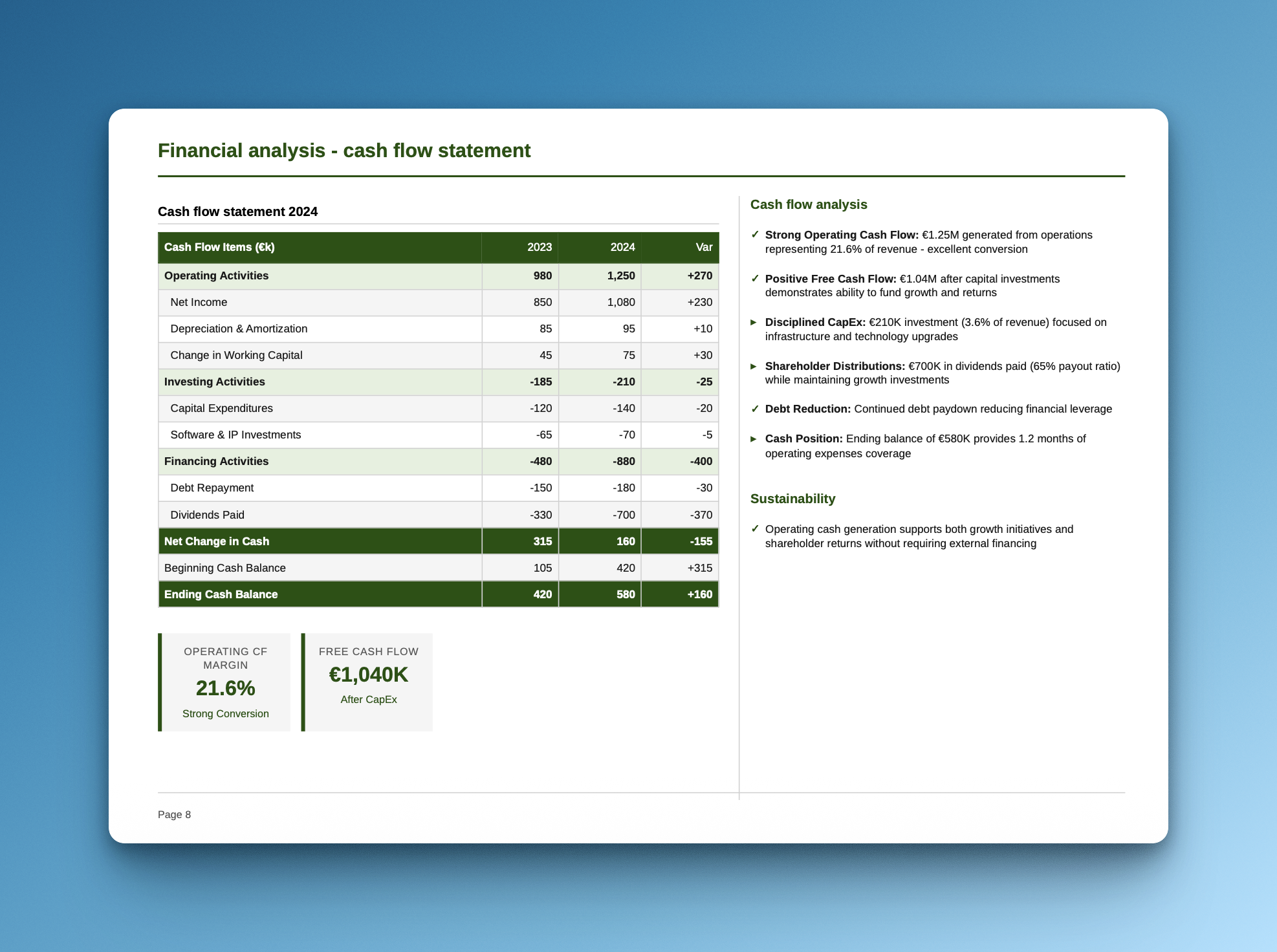 Cash flow statement slide